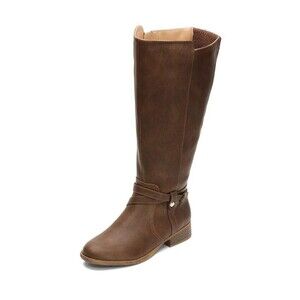 Life Stride Womens 9 M WC Dark Tan Brown Zip Up Knee High Heel Boots NIB GW4